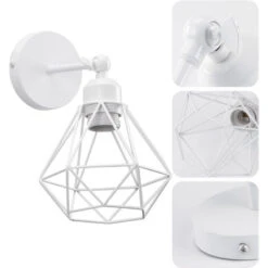 Applique Murale Interieur Industrielle Réglable Cage Forme Diamant Vintage E27 Pour Salons Chambres Couloir Escaliers - Blanc -Éclairage Domestique 55909974 3