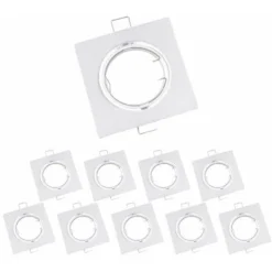 Support Spot Encastrable GU10 LED Orientable Carré BLANC (Pack
