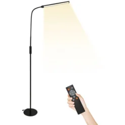 Randaco 12W LED Lampada Da Pavimento A Collo Di Cigno Con Telecomando, Dimmerabile 3 Temperature Di Colore Orientabile Lampada A Stelo Con Modalità Notte Per Soggiorno Camera Da Letto Lettura