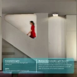 Plafonnier LED à Piles Avec Détecteur De Mouvement, Lampe Plafond à Pile Sans Fil, 180LM 4000K Plafonnier LED Eclairage Intérieur Pour Balcon Sous-sol Atelier Escalier Garde-Manger -Éclairage Domestique 57554914 3