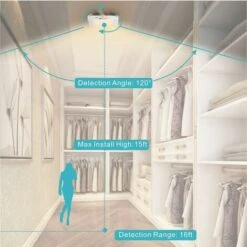 Plafonnier LED à Piles Avec Détecteur De Mouvement, Lampe Plafond à Pile Sans Fil, 180LM 4000K Plafonnier LED Eclairage Intérieur Pour Balcon Sous-sol Atelier Escalier Garde-Manger -Éclairage Domestique 57554914 4