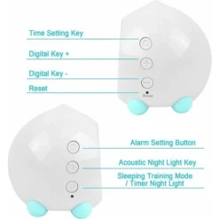Réveil Enfant Lumineux LED Numerique Lampe Réveil Veilleuse Fille Garcons Jour Nuit Enfant Volume Réglable Snooze Réveil En USB Charge（Blanc） -Éclairage Domestique 57912014 3