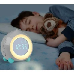 Réveil Enfant Lumineux LED Numerique Lampe Réveil Veilleuse Fille Garcons Jour Nuit Enfant Volume Réglable Snooze Réveil En USB Charge（Blanc） -Éclairage Domestique 57912014 5