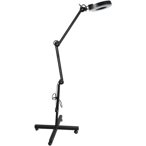 LAMPE AVEC ÉCLAIRAGE ET PIED -Lampe De Manucure à DEL Lampe Grossissante à DEL Avec Support Laminé Pour Une Utilisation Mobile -Avec Roue -Noir 1 LAMPE AVEC ÉCLAIRAGE ET PIED -Lampe De Manucure à DEL Lampe Grossissante à DEL Avec Support Laminé Pour Une Utilisation Mobile -Avec Roue -Noir