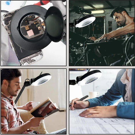 LAMPE AVEC ÉCLAIRAGE ET PIED -Lampe De Manucure à DEL Lampe Grossissante à DEL Avec Support Laminé Pour Une Utilisation Mobile -Avec Roue -Noir 5 LAMPE AVEC ÉCLAIRAGE ET PIED -Lampe De Manucure à DEL Lampe Grossissante à DEL Avec Support Laminé Pour Une Utilisation Mobile -Avec Roue -Noir – Image 5