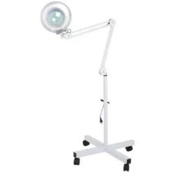 LAMPE AVEC ÉCLAIRAGE ET PIED -Lampe De Manucure à DEL Lampe Grossissante à DEL Avec Support Laminé Pour Une Utilisation Mobile -avec Roue -blanche