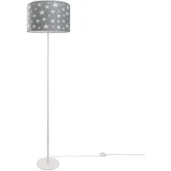 Paco Home Lampe Pour Enfant Lampadaire Chambre D'enfant, Motif étoiles, Lampadaire E27  Un Pied Blanc,  Taupe (Ø38 Cm)
