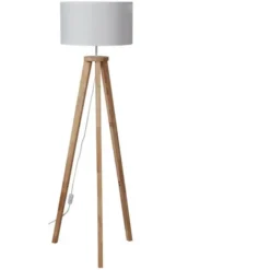 Lampadaire Carlo Abat-jour Tissu Pieds 100% Bois L 40 X L 40 X H 156 Cm INTERNATIONAL DESIGN