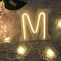 Veilleuse Lettres Lumineuses Au Néon, Décoration Murale/décoration De Table Pour Bar à La Maison, Noël, Fête D'anniversaire, Mots De La Saint-Valentin - Lettres Blanches Chaudes (M) -Éclairage Domestique 61240186 4