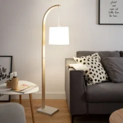 Lampadaire Bois Et Textile Haakon Blanc -Éclairage Domestique 62058543 5