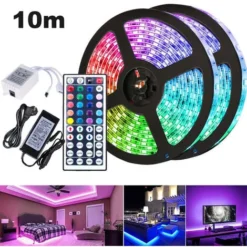 SWANEW Ruban LED Ensemble De Bande LED Bande LED RGB 5050 SMD, Bande LED, LED Non étanche (IP20), 10M 30 LED Avec Télécommande 44 Boutons