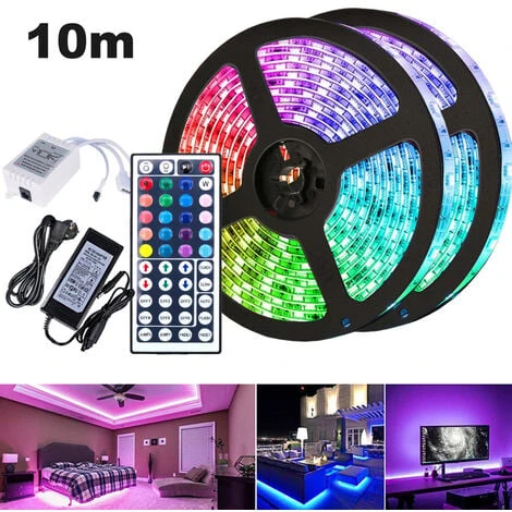 SWANEW Ruban LED Ensemble De Bande LED Bande LED RGB 5050 SMD, Bande LED, LED Non étanche (IP20), 10M 30 LED Avec Télécommande 44 Boutons 1 SWANEW Ruban LED Ensemble De Bande LED Bande LED RGB 5050 SMD, Bande LED, LED Non étanche (IP20), 10M 30 LED Avec Télécommande 44 Boutons