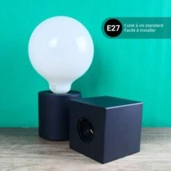 Xanlite - Lampe à Poser Cylindrique En Métal Noir , Compatible Culot E27, IP20, 60W Puissance Max - XDLAPCYCLOMN -Éclairage Domestique 64569524 3