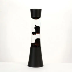 Lampe à Lave SANDRO Au Design Rétro Noir Avec Liquide Clair Et Cire Noire H:39 Cm G9