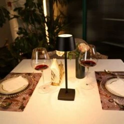 ZOLGINAH Lampe De Table LED Sans Fil Rechargeable, Lampe De Bureau Alimentée Par Batterie 5200mAh, Lumière Portative En Métal USB, Mini Petite Lampe De Chevet Pour Restaurant Extérieur Bar Café, Noir -Éclairage Domestique 65207780 3