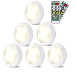 Spot LED Sans Fil Autocollant - Dimmable 6 Couleurs Lampe Placard A Pile Avec Telecommande Eclairage Batterie Armoire Lumiere Cuisine Sous Meuble Veilleuse Réglable LED Vitrine Chambre Escalier Miroir