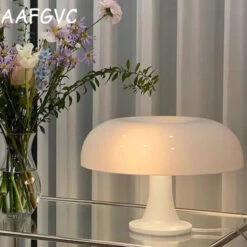 Solde- AGILITY, AGILITY Lampe De Table Champignon Lampe De Table En Polycarbonate Blanc，4 Sources Lumineuses LED Gratuites