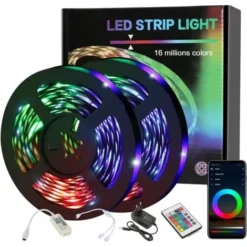 Ruban LED, 10M WIFI Bluetooth Bande LED RGB 12V, Led Ruban Lumineuse Flexible Multicolore Auto-adhésif Avec Télécommande 24 Touches, Pour Maison, Cuisine, Noël, TV, Chambre Décoration