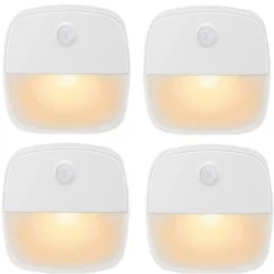 Lumiere Détecteur De Mouvement Interieur, Lampe Detecteur De Mouvement Pile, Veilleuse LED Automatiquel Pour Chambre, Cuisine, Couloir, Escalier, Coffre-t (Blanc Chaud, Paquet De 4) JUNJUN