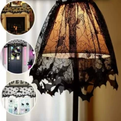 Déstockage Abat-jour Halloween, Dentelle, Décoration Halloween, Toiles D'araignées Noires, Décoration Lampe Halloween, 45,7 X 152,4 Cm