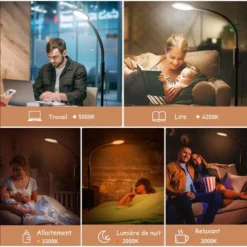 Lampadaire - Luminosité Et Température De Couleur Réglables - H 86 à 166 Cm -Flexible à 360º - Avec Télécommande -Éclairage Domestique 69810150 4