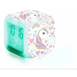 GP Réveil Numérique Licorne Pour Filles, Cube LCD LED De Nuit Rougeoyante Avec Lumière Pour Enfants, Horloge De Chevet, Cadeaux D'anniversaire Pour Enfants, Femmes, Adultes, Chambre à Coucher