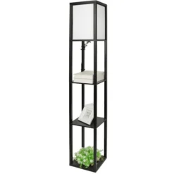 Hofuton Lampadaire Sur Pied 159 Cm En Bois Avec 3 Etagères Et Abat-jour En Tissu, Idéal Pour Salon Et Chambre -Éclairage Domestique 71366859 3