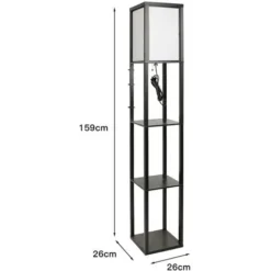 Hofuton Lampadaire Sur Pied 159 Cm En Bois Avec 3 Etagères Et Abat-jour En Tissu, Idéal Pour Salon Et Chambre -Éclairage Domestique 71366859 4