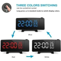 Nouveau Réveil à Projection - Radio-réveil Numérique FM à Luminosité Réglable Avec Deux Alarmes - Température, Hygromètre Fuienko -Éclairage Domestique 72449713 3