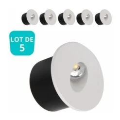 Lot De 5 Spots LED Muraux Rond Blanc 3W 4000K