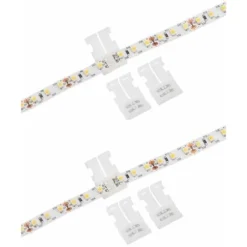 4x Connecteur Rapide Double Droit à 2 Broches Pour Ruban LED Blanc 12V 24V Clip Fixation Raccord Accessoire Finition Eclairage Placard Dressing, Pour Ruban 8mm
