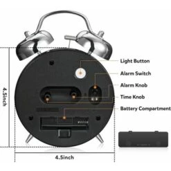 GP Réveil Fort Pour Gros Dormeurs 4 Pouces Silencieux Double Cloche Rétroéclairée à Quartz (bleu) -Éclairage Domestique 74887811 3
