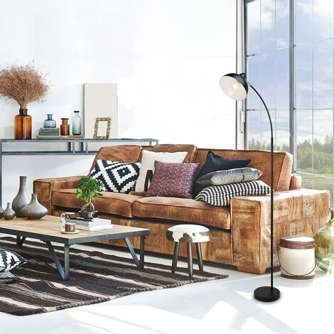 Lampadaire Daron Noir E27 1x Max 40w B: 48cm H: 158cm Ø20cm Avec Interrupteur De La Marche 2 Lampadaire Daron Noir E27 1x Max 40w B: 48cm H: 158cm Ø20cm Avec Interrupteur De La Marche – Image 2