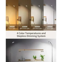 Lampadaire Sur Pied Salon, Lampadaire LED 12W, 4 Températures De Couleur, Gradation En Continu, Télécommande Et Commande Tactile,col Flexible,Minuterie 1H,Lampe Sur Pied Pour Salon,Chambre,Noi -Éclairage Domestique 78336543 3