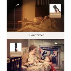 Lampadaire Sur Pied Salon, Lampadaire LED 12W, 4 Températures De Couleur, Gradation En Continu, Télécommande Et Commande Tactile,col Flexible,Minuterie 1H,Lampe Sur Pied Pour Salon,Chambre,Noi -Éclairage Domestique 78336543 5