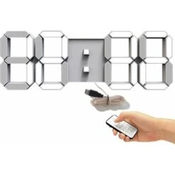 Horloge Murale Numérique LED 3D, Super Numérique, Télécommande, Grand Minuteur Numérique, Adapté à L'entrepôt / Bureau / Maison / Salon / école