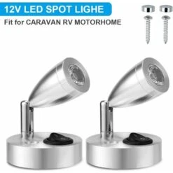 12V LED Spot Lampe De Lecture Interrupteur Réglable Lumière Chaude Pour Camping Car Van Bateau LED Lumière Intérieure (2 PCS) (A-on/Off Switch)