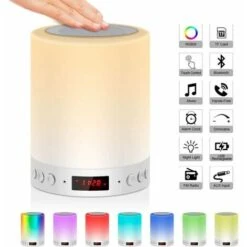 Réveil Avec écran Heure Sans Autocollant Slap Light Haut-parleur Bluetooth Haut-parleur Bluetooth Lampe De Chevet Avec Radio FM Et Réveil Numérique Avec USB Tactile,pour Chambre, Salon
