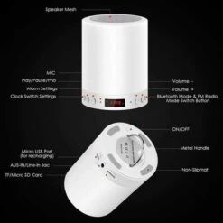 Réveil Avec écran Heure Sans Autocollant Slap Light Haut-parleur Bluetooth Haut-parleur Bluetooth Lampe De Chevet Avec Radio FM Et Réveil Numérique Avec USB Tactile，pour Chambre, Salon -Éclairage Domestique 78951722 4