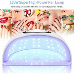 Lampe UV LED Ongles Gel, 130W Professionnel Sèche Ongles Automatique, Séchage Rapide, 42 LED Lampe, Grand LCD Ecran, 4 Minuteries 10s/30s/60s/120s Pour Vernis Semi Permanent, Gel Et Vernis -Éclairage Domestique 79654393 3