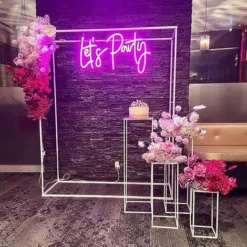 1pc LED Néon Signe Let's Party Pour Fête Décoration Art Décoration Lampe Neon Pour Fête Décor,rose,5w -Éclairage Domestique 81032943 3