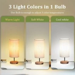 Lampe De Chevet Avec Ports De Charge USB, Contrôle Tactile 3 Températures De Couleur Et Lampe De Bureau Minimaliste Entièrement Réglable, Ampoules E27 Pour La Lecture Salon Bureau -Éclairage Domestique 83037947 3