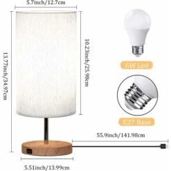 Lampe De Chevet Avec Ports De Charge USB, Contrôle Tactile 3 Températures De Couleur Et Lampe De Bureau Minimaliste Entièrement Réglable, Ampoules E27 Pour La Lecture Salon Bureau -Éclairage Domestique 83037947 5