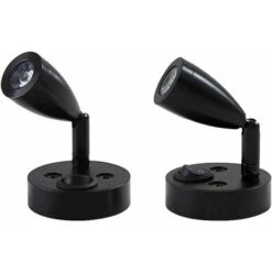 2 Pièces 12V LED Spot Lampe De Lecture Murale De Chevet Interrupteur Réglable Camping-Car Caravane Van Caravane Lumière Intérieure Pour Bateau Camping-Car (Noir,Court)