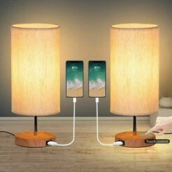 Lot De 2 Lampes De Chevet à Commande Tactile, 3 Températures De Couleur Et Luminosité Continue, Ports De Charge USB, Lampes De Chevet Ampoules 2 Pour Salon Chambre D'enfants Bureau GLUROO [Classe éne