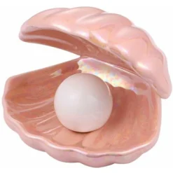 Perle De Coquillage Lumière Accentuée - Veilleuse En Coquillage - Décoration De Table - Pour Chambre à Coucher, Salon - Rose.