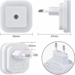 2 Veilleuses LED Avec Détecteur De Mouvement Prise D'économie D'énergie Lumière Blanche Chaude Chambre D'enfants Couloir Escaliers - LED Lampe Dimmable -Éclairage Domestique 83787221 3