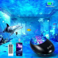 Veilleuse Projecteur Avec Télécommande Et Minuterie, Rechargeable Par USB, Lampe De Projecteur Bluetooth Avec 8 Modes De Couleur Et 8 Mélodies De La Nature Pour Enfants, Adultes, Décoration De Fête