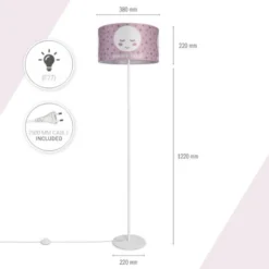 Paco Home Lampadaire Lampe Enfant Chambre Enfant Abat-Jour Ã‰toiles Lune Design 2 (Ø38 Cm), Lampadaire à Un Pied - Blanc -Éclairage Domestique 85762668 3