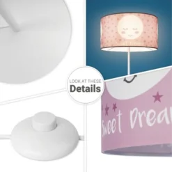 Paco Home Lampadaire Lampe Enfant Chambre Enfant Abat-Jour Ã‰toiles Lune Design 2 (Ø38 Cm), Lampadaire à Un Pied - Blanc -Éclairage Domestique 85762668 4